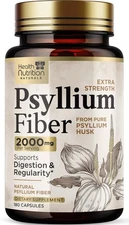 High Absorption Psyllium Husk Fiber Caps 1500 mg, Natural Soluble Fiber Capsules