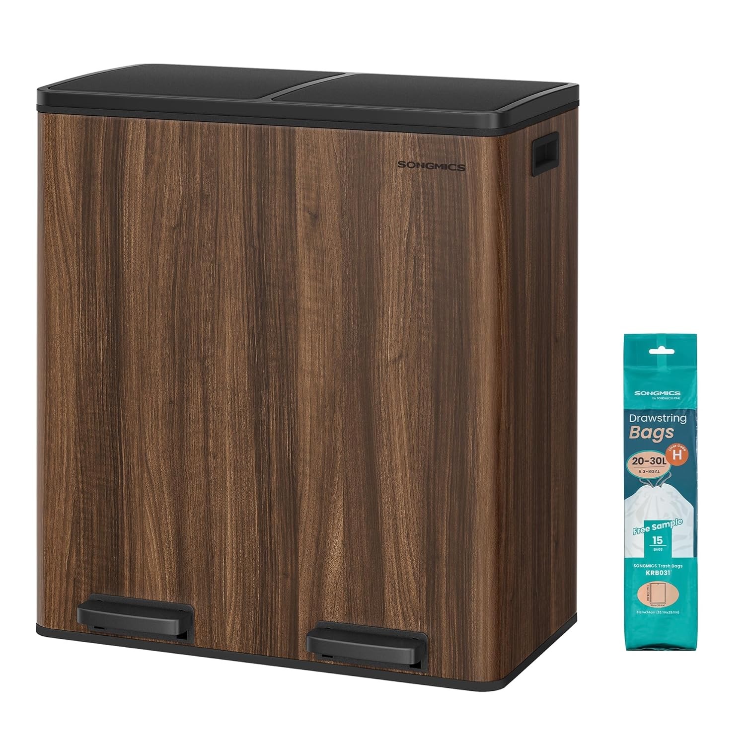 Poubelle double 2x30L SONGMICS anti-odeur pour stopper le désordre du recyclage
