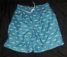 Old Navy Swimming Trunks Boys Size L Blue Shark Print With Drawstring