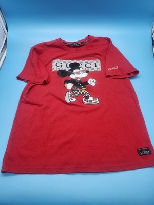 Gucci Mickey Mouse Graphic T Shirt Red XL Designer Luxury