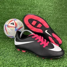 Nike Kids Jr. Bravata II FG Soccer Cleats Youth Size 2Y Pink / Black Firm Ground
