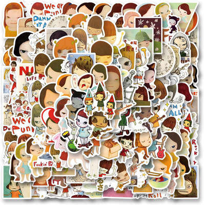 130Pcs Yoshitomo Nara Stickers Pack,Aesthetic Vinyl Waterproof Decals for Water