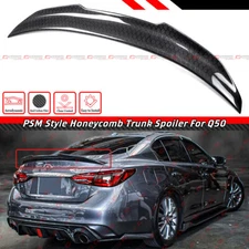 FOR 14-2024 INFINITI Q50 PSM STYLE HONEYCOMB CARBON FIBER DUCKBILL TRUNK SPOILER