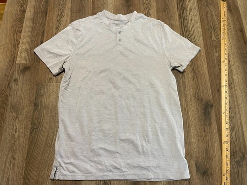 Marc Anthony Hemd, Herren Größe L, grau, kurzarm, 1/4 Knöpfe