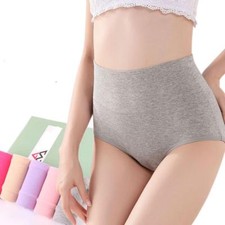 5 Women Ladies High Waist Panties Cotton Breathable Elasticity Triangle Briefs