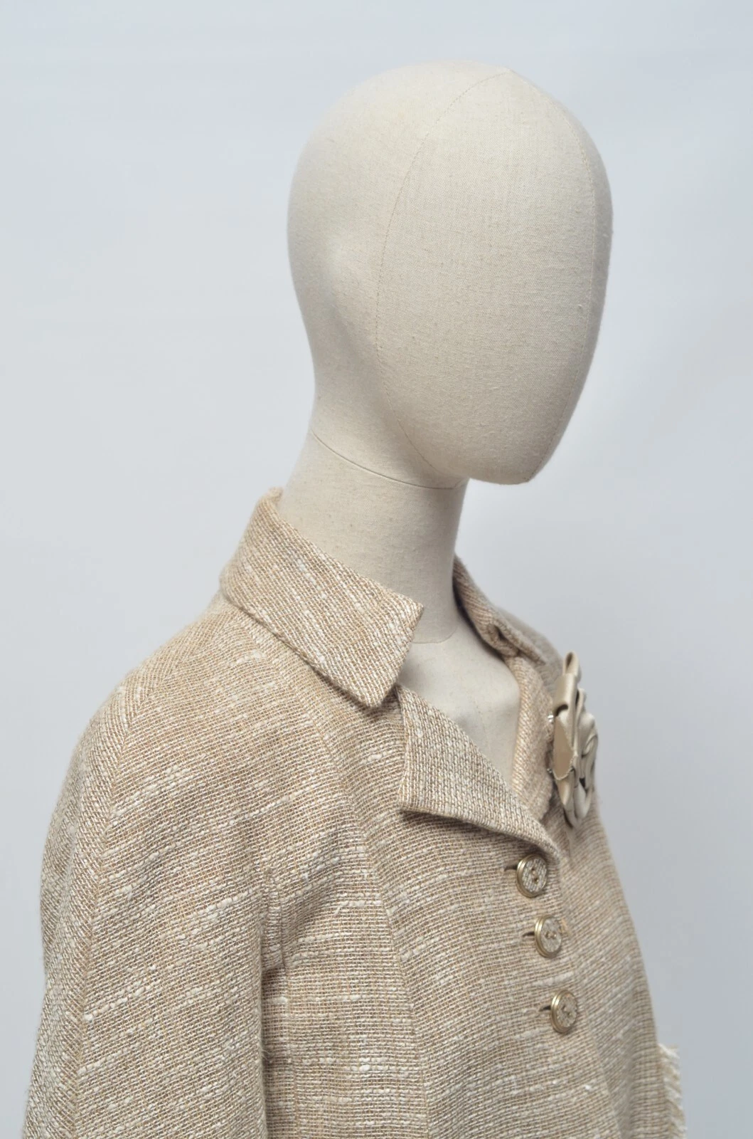 Giacca blazer CHANEL di lusso donna beige lino seta tweed taglia 36 made in France
