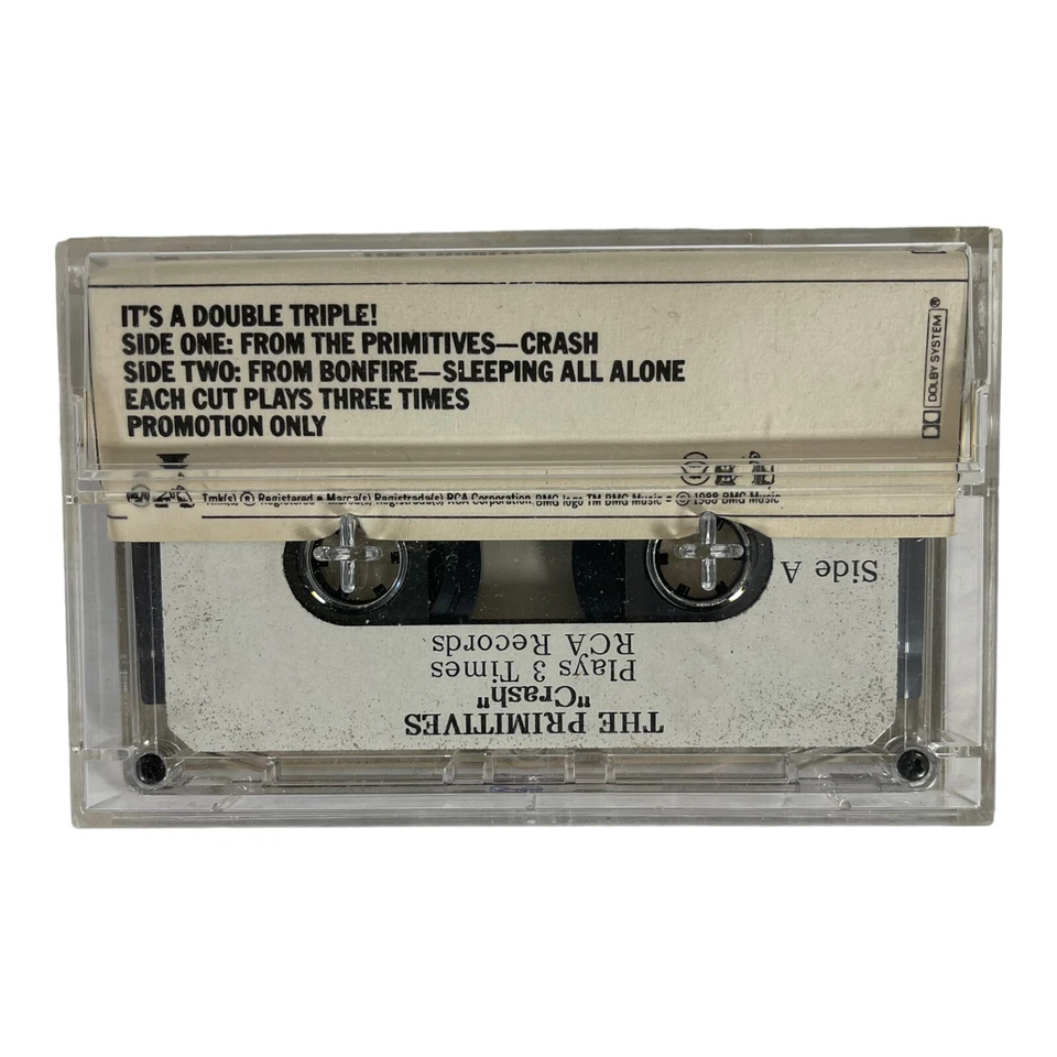 The Primitives "Crash"/Bonfire "Sleeping All Alone Sampler Cassette Tape 1988 Foto 2 de 2