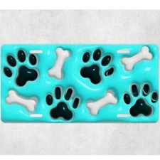 Car Tag Dog Paws Handmade Vehicle Auto License Plate Metal Aluminum