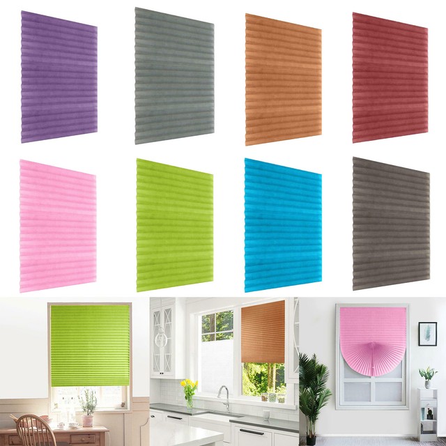 SelfAdhesive Pleated Blinds Home Half Blackout Window Curtain For