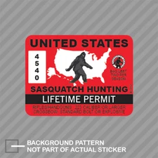 United States Sasquatch Hunting Permit Sticker Decal Vinyl Bigfoot 13igfo0T