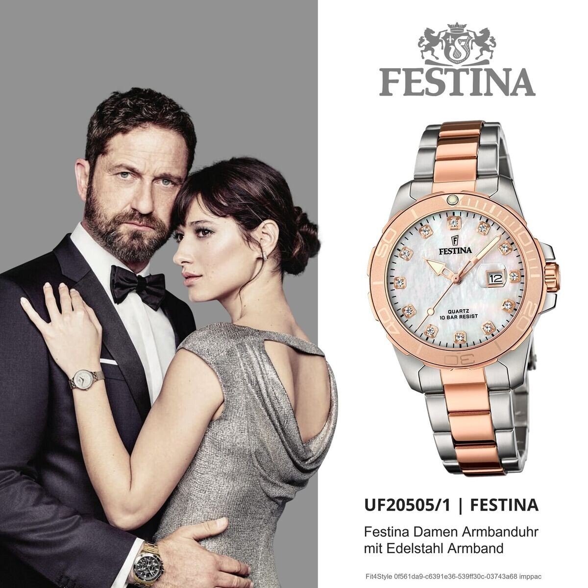 Festina Beautiful Mother of Pearl Crystal Dial Rose & Steel Watch F20505/1