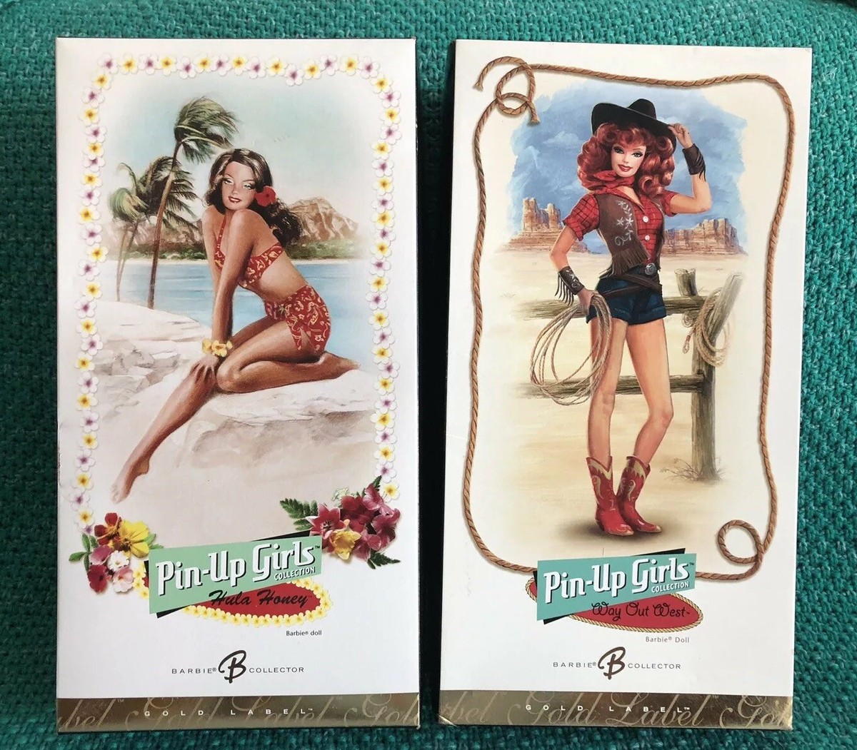 Pin Up Girls Barbie Dolls, Hawaiian Hula Honey And Way Out Pin Up Girls Barbie Dolls, Hawaiian Hula Honey And Way Out