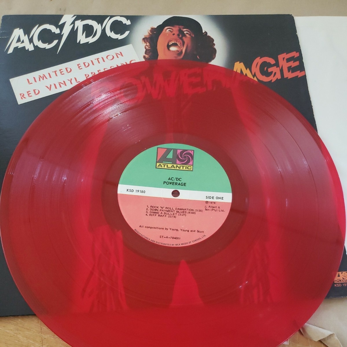 AC/DC POWERAGE (limited edition RED VINYL) RARE VINTAGE VINLY