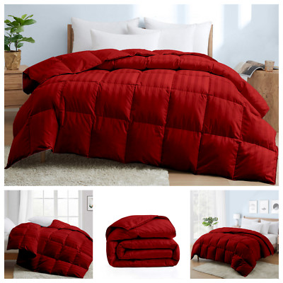 Wonderful 1000 TC Down Alternative Comforter OR Sets Burgundy Stripe Select Item