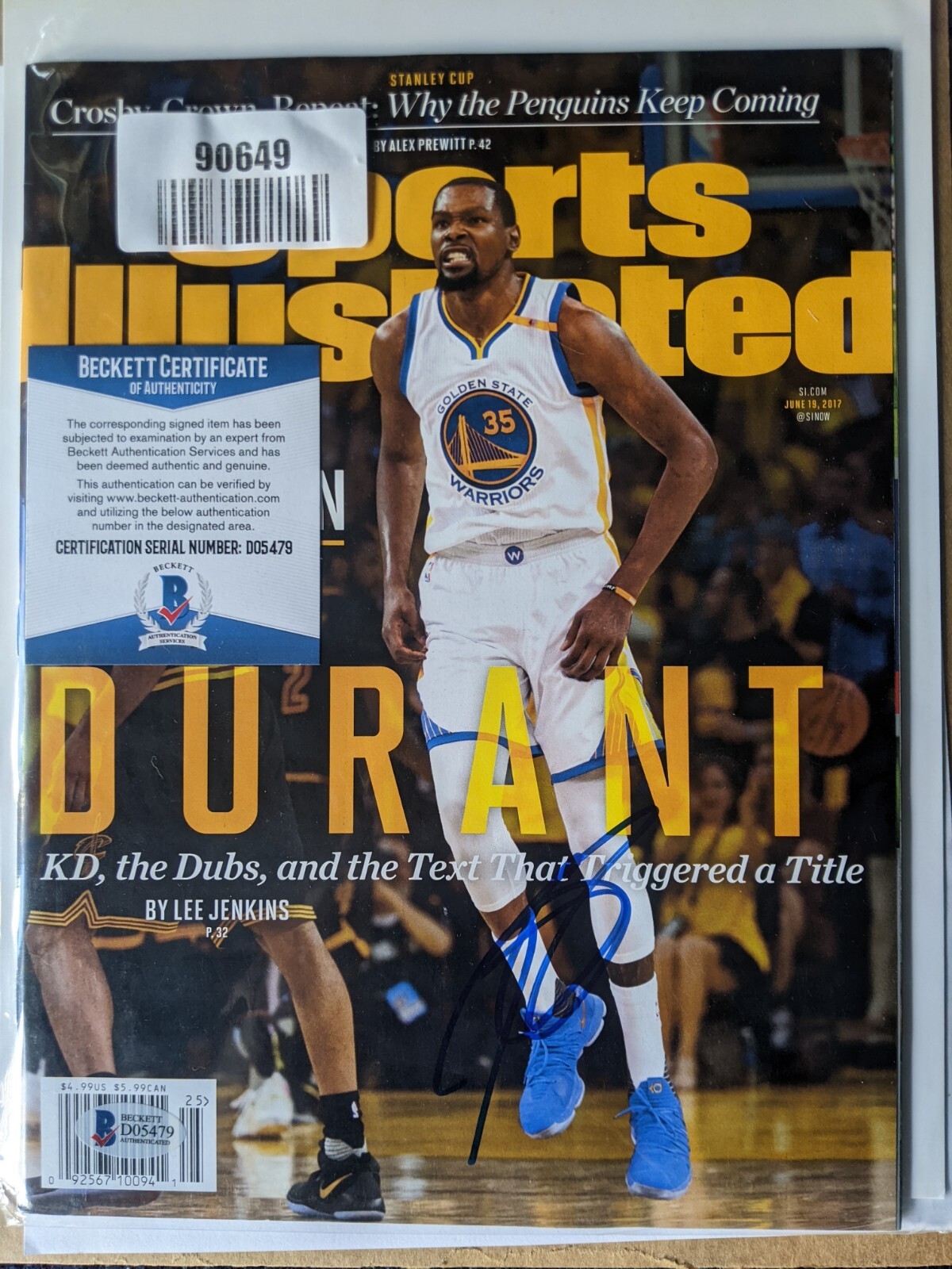 KEVIN DURANT Signed June 19, 2017 SPORTS ILLUSTRATED Autograph PSA/DNA- Beckett