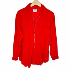 Vintage 90s Red Velvet Zip Front Streetwear Shacket Size Medium Unisex