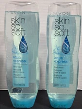 2x Avon Skin So Soft Aqua Express + Watermint Body Wash 11.8 oz Sealed