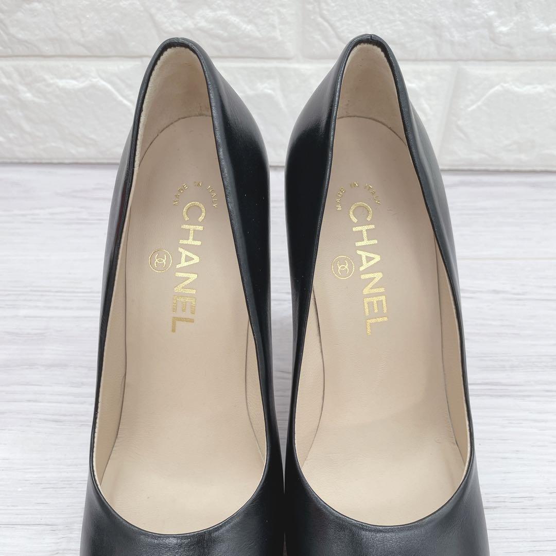 靴 CHANEL Coco Mark Pumps CHANEL COCO MARK 13P LEATHER OPEN-TOE PUMPS LADIES BLACK - IDWX