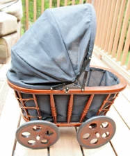 Wood Baby Doll Stroller - Photo Shoot Prop Pretend Play Cosplay Collect TOY