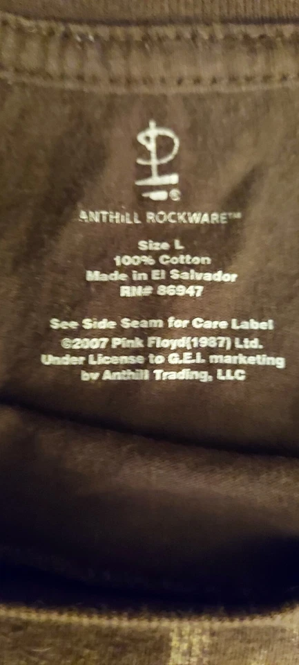 Винтажная футболка Pink Floyd коричневая 2007 (1987) размер L - Изображение 4 из 4