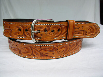 1 ½'' Lined 2 Ply Saddle Leather Gun Carry Work Dress Belt Heavy Duty Lifetime