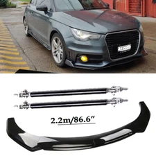 For AUDI Glossy Black Front Bumper Chin Lip Spoiler Body Kit Polyurethane