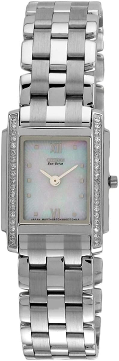 Citizen Eco-Drive EG3050-56D 38 Diamonds Silver Tone White MOP