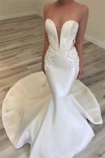 Elegant Mermaid Sweetheart Wedding Dresses Satin Beaded Lace Bridal Gowns 2026