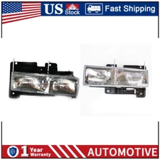 2PSC TYC Headlight Assembly Left Right For GMC 1990-2002 PA