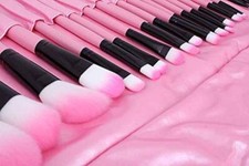 Professional Wooden Make Up Brushes Sets With Leather Storage Pouch Set of 24