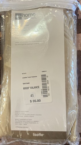 JC PENNEY HOME COLLECTION LISETTE TUCK VALANCE 60”X20 SHEER PANEL SOFT GOLD. @@@ - Picture 2 of 3