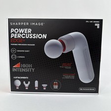 Sharper Image Power Percussion Edge Cordless Massage Gun, 4 Heads, White