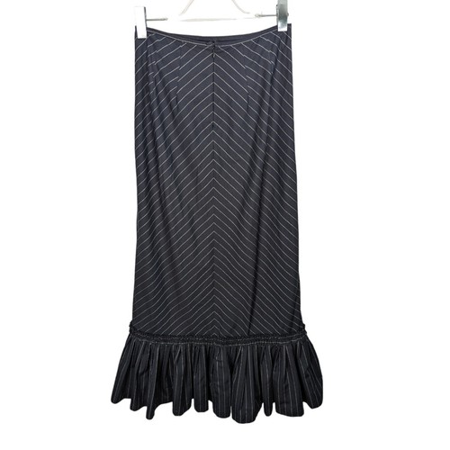 Maxi gonna vintage anni 90 Oilily blu navy diagonale a righe punto orlo increspato taglia 34 - Foto 2 di 10