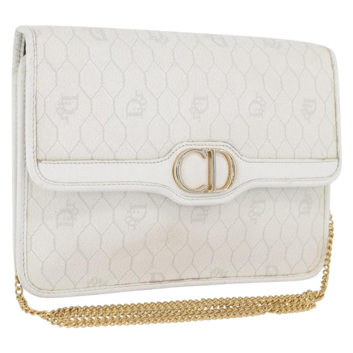 バッグ Christian Dior HONEYCOMB SHOULDER BAG Christian Dior Honeycomb Canvas Chain Shoulder Bag PVC White Gold