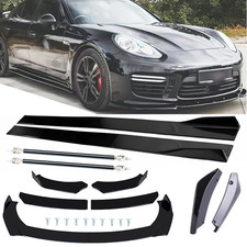 For Porsche Panamera 2010-22 Front Bumper Spoiler Splitter Glossy Black Body Kit