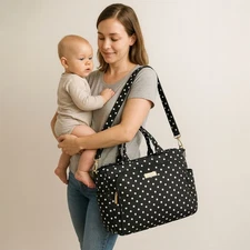 JuJuBe Ju Ju Be Duchess Be Classy Polka Dot Diaper Bag Change Pad Strap NEW