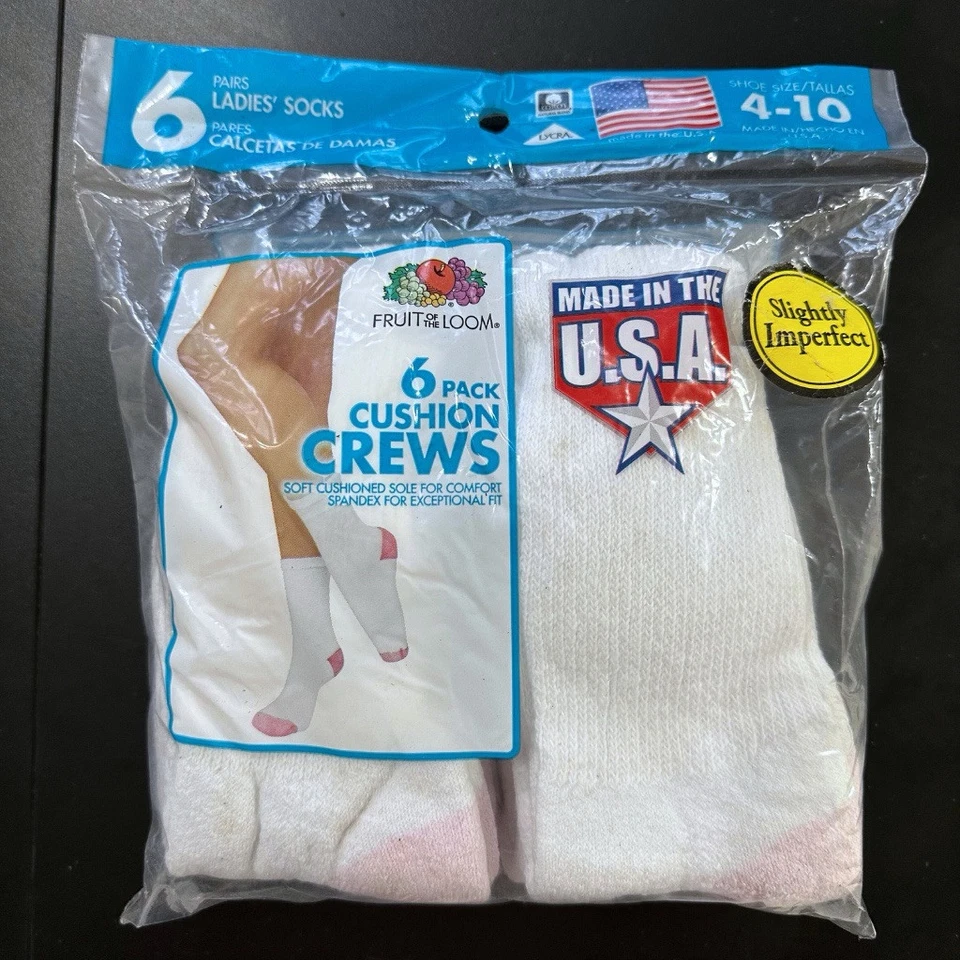 (2) Paquete de 6 calcetines Fruit Of The Loom para mujer talla 4-10 hechos en EE. UU. en 2014 LEER Foto 2 de 3
