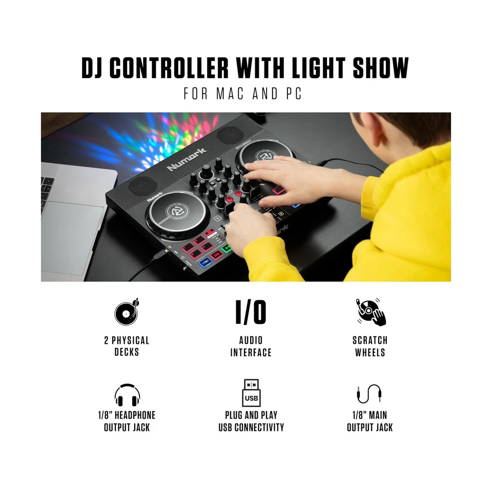 Numark Party Mix Live + HF125 - Controlador DJ/Adultos y Niños DJ Set con DJ Li... Foto 2 de 4