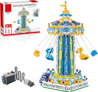 Motorized Swing-Ride Building Set with LED Lights - 1892 Pcs Amusement Park Fun