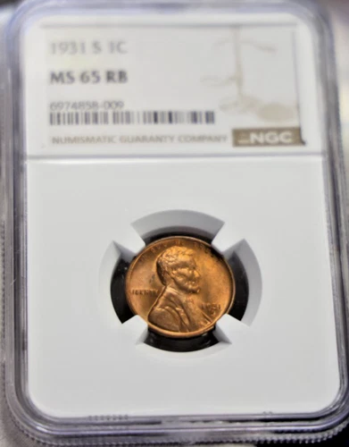 1931 S US Lincoln 1c Key Date NGC MS65 RB (Red Brown).