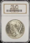 1923-P Peace Dollar NGC GEM MS65 BLAZING WHITE PQ!