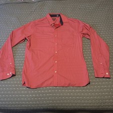Van Heusen Shirt Mens M 15-15 1/2 Red Cotton Long Sleeve ButtonUp Collared Shirt