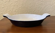 DANSK Blue Enameled Cast Iron Oval Baker Au Gratin Dish 10” x 6" Never Used Mint