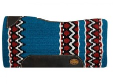 Klassy Cowgirl 28" x 30" Blue  Red Aztec Wool Top Memory Felt Saddle Pad