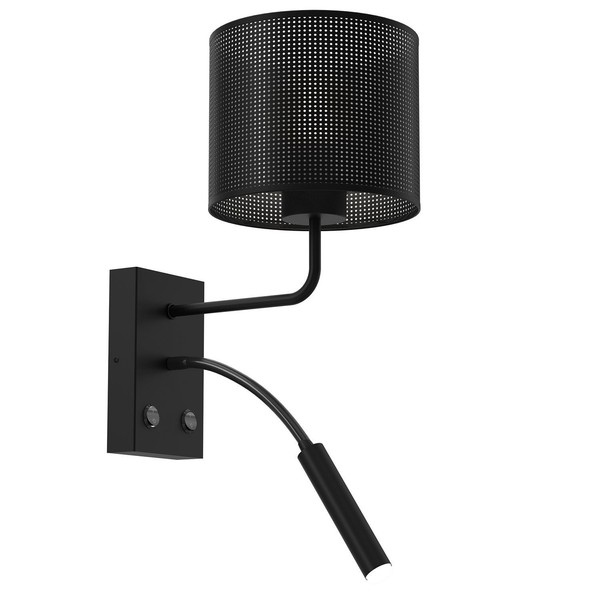 Wandleuchte Metall Kunststoff Schwarz Flur Lesearm Schalter E27 Loft Wandlampe-image