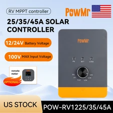 PowMr 25A 35A 45A Rotary Knob Solar Charge Controller 12V/24V MPPT battery Panel