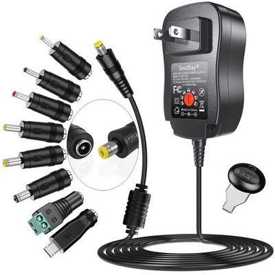 SoulBay 24W Universal AC/DC Adapter 12V 9V 7.5V 6V 5V 4.5V 3V Regulated Black 