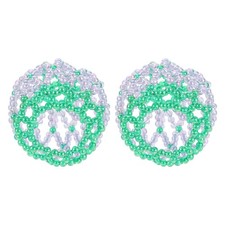 2 Pcs Handmade Crystal Bead Net Bag Rhinestone Dance Snood Crochet Bun Hair