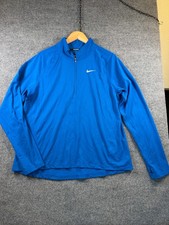 NIKE RUNNING Womens Dri-Fit 1/2 Zip Pullover Size XL Blue Jay/Reflective Silver