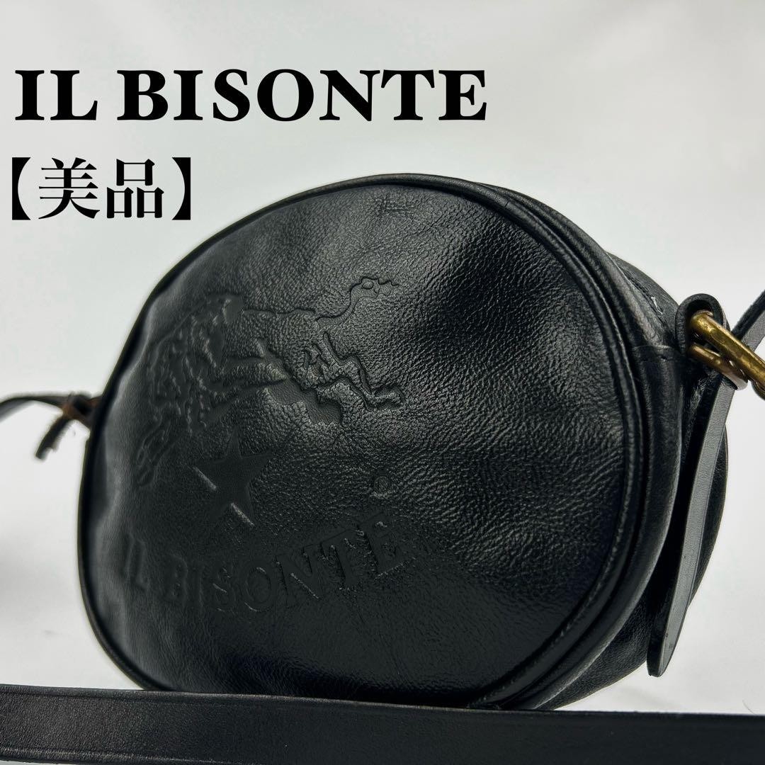IL BISONTE/SHOULDER BAG 【BLACK】 Il Bisonte Leather Crossbody Shoulder Bag Oval Logo Black Japan